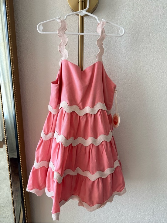 Other - Girls Pink Tiered Sundress with Wavy Trim